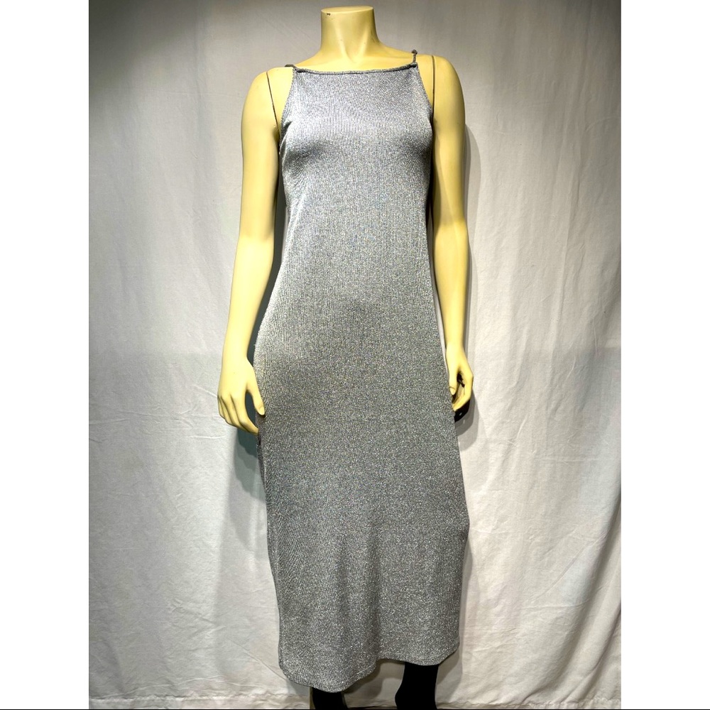 Silver Square Neck Dress, Kendall and Kylie- Medium